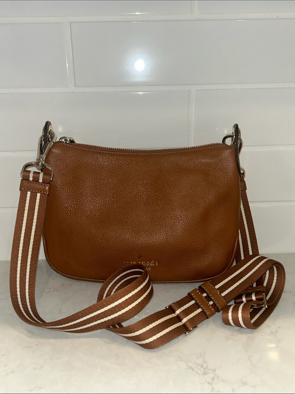 Kate Spade New York Rosie Small Crossbody bag brown/tan pebbled leather